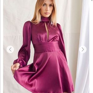 Forever 21 Pink Satin Dress with Slit Down the Chest